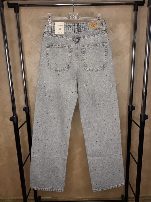 Blugi damă wide leg cu pietricele