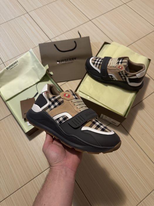 Adidasi Burberry piele naturala full box