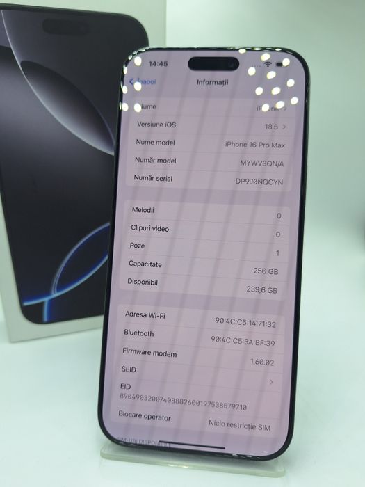 Iphone 16 Pro Max 256 Gb 94% baterie Factura/Garantie #48423