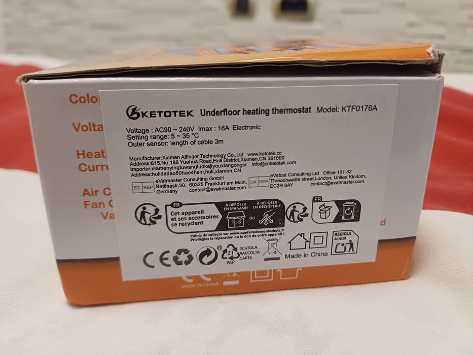 Termostat WiFi KETOTEK pentru încălzire prin pardoseală, apă și boiler