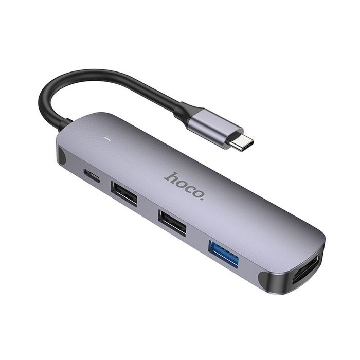 USB-hub хаб адаптер переходник 5-в-1 HOCO HB27 |Type-C to HDMI+PD+USB3