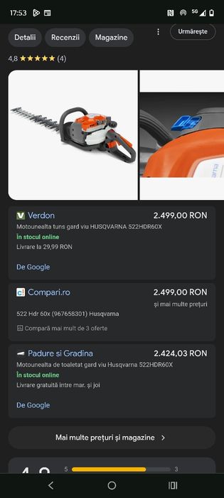 Foarfeca gard viu Husqvarna 522hdr60x noua. An 2022