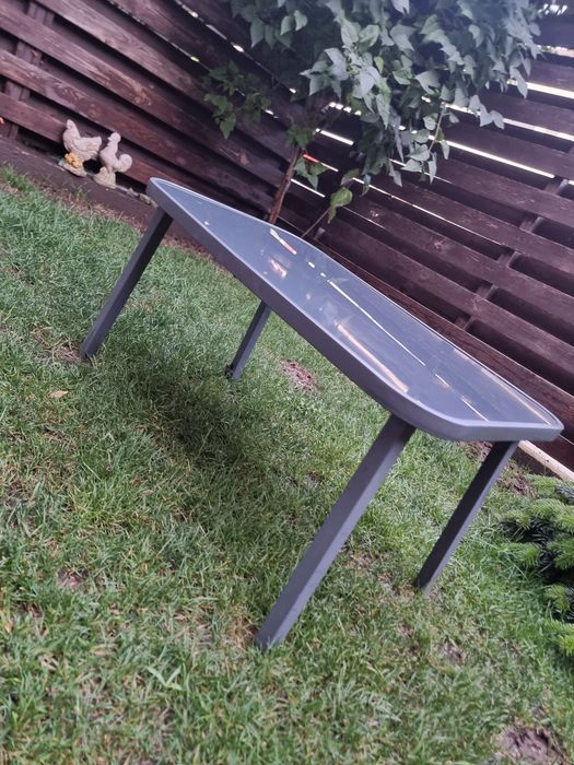 Masă de cafea pentru exterior – metal + sticlă, stare bună