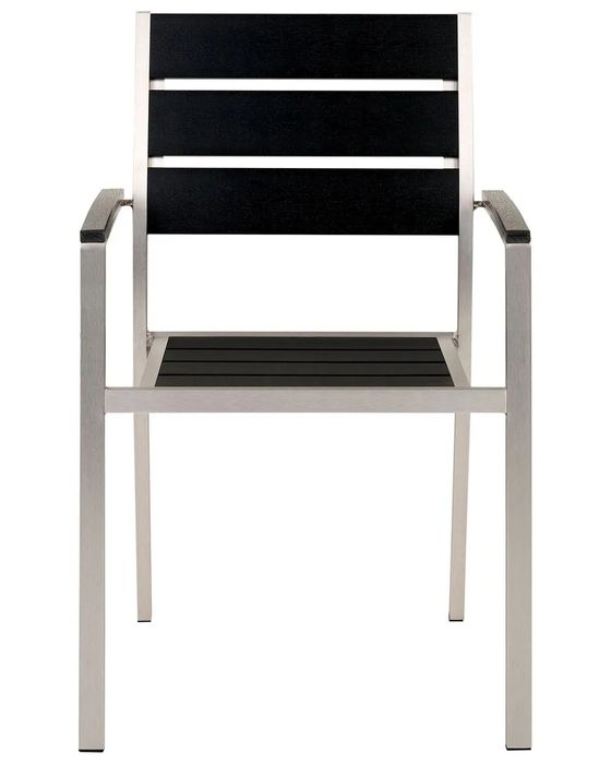 NOU Set 6 scaune de gradina VERNIO, negru-argintiu