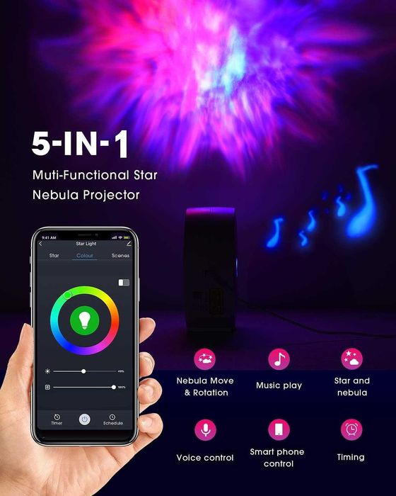 НОВ SUPPOU LED WiFi Galaxy проектор, интелигентна нощен проектор