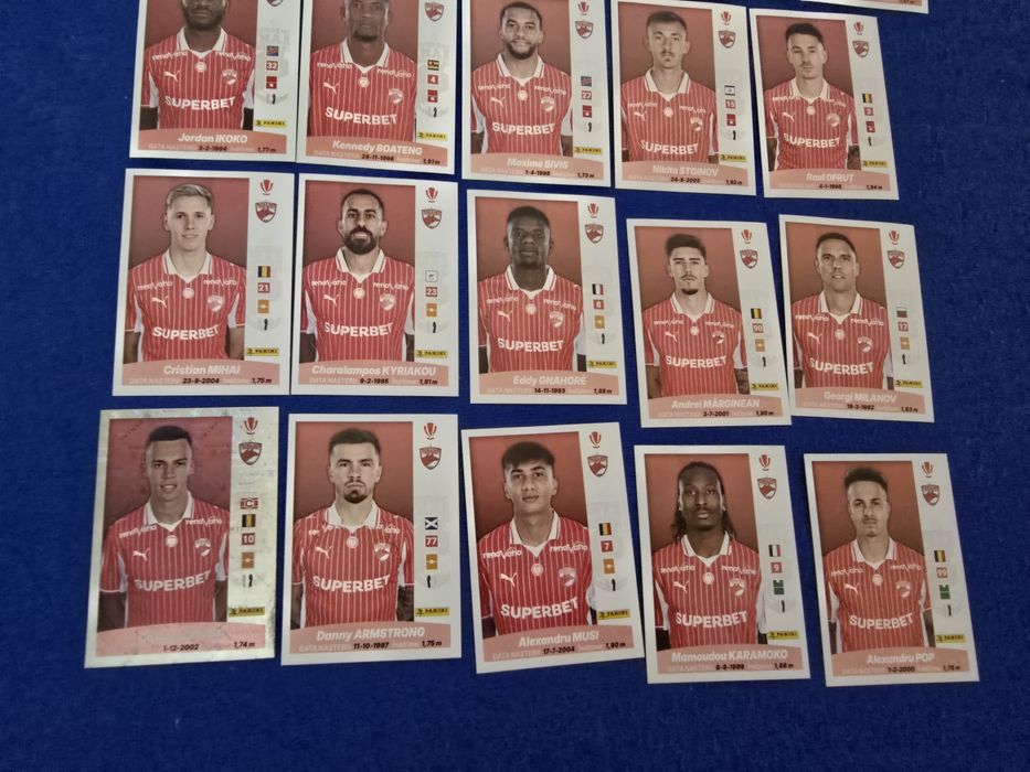 Set complet cu 20 de stickere, Fc Dinamo București, Panini  Superliga României, 40 lei
