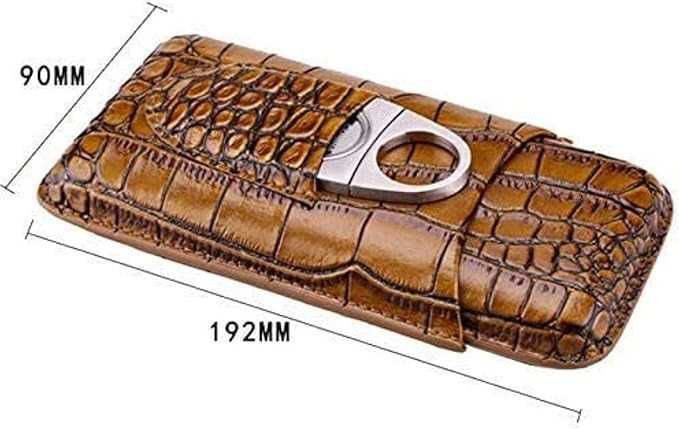 Калъф от телешка кожа за 3 пури със ножичка