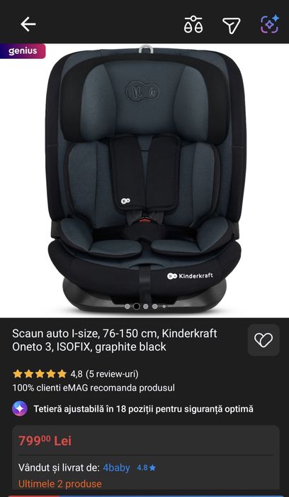 Scaun auto copii Kinderkraft cu isofix