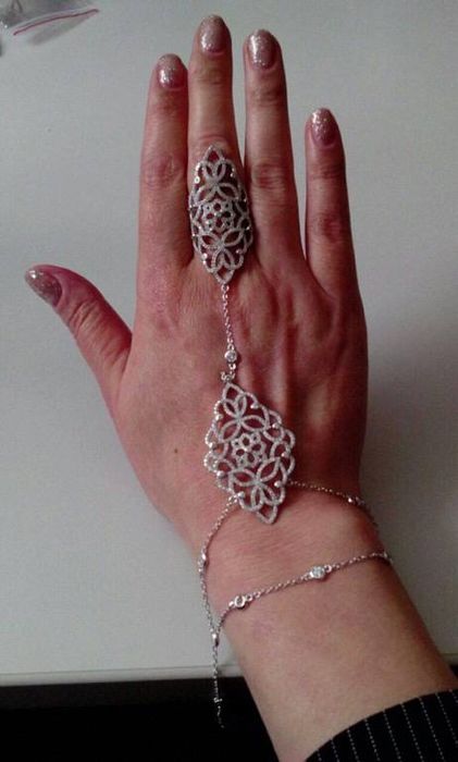 Браслет слейв с колцом из серебра