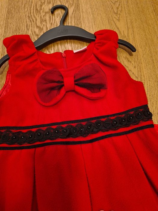 Rochie rosie, eleganta, fleece, 7 ani, 122 cm copii