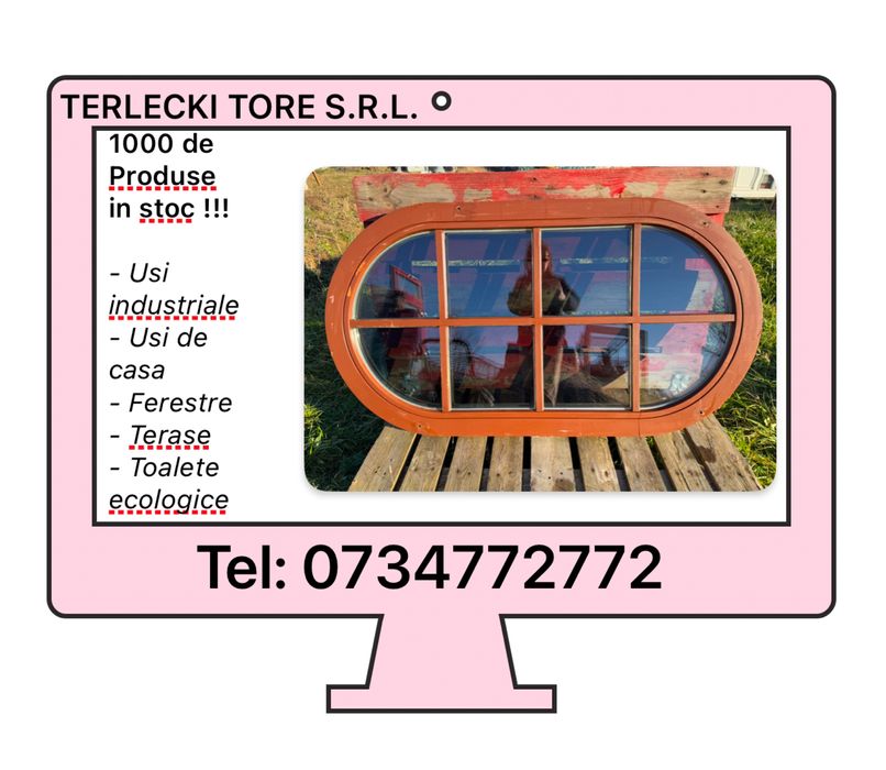 FEREASTRA LEMN TERMOPAN ovala rotunda  H 135 x L 74 Germania 20 buc