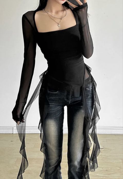 Кофта сетка с рюшами