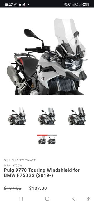 Parbriz BMW F750GS inalt touring Puig  9770