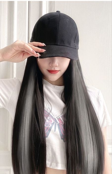 Парик-кепка с белыми прядями