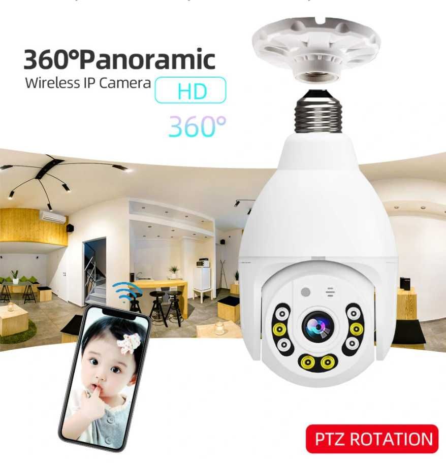 educator Full Picket Camera supraveghere rotativa tip bec / bulb cu dulie E27 Wireless Suceava •  OLX.ro