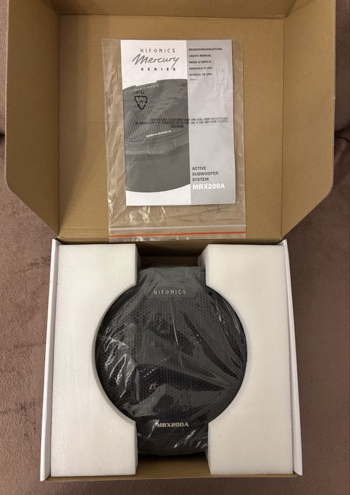 Subwoofer auto activ NOU roata de rezerva HIFONICS MRX200A