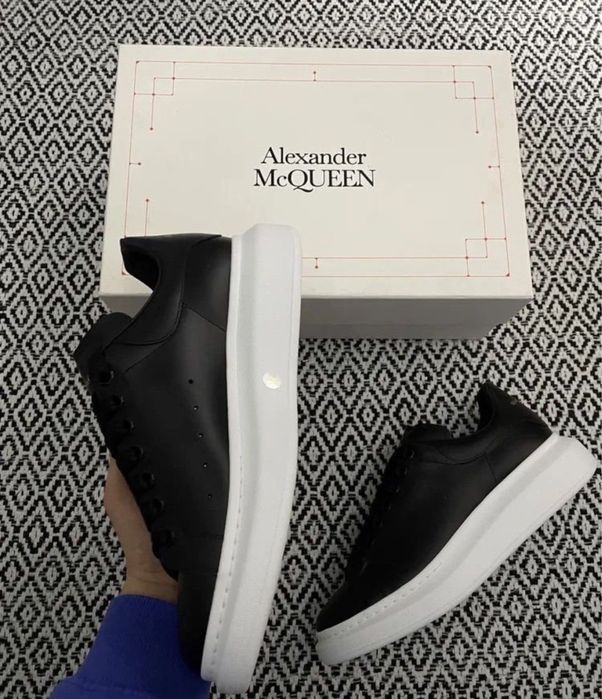 Adidasi Alexander McQueen top piele naturala albi-negri