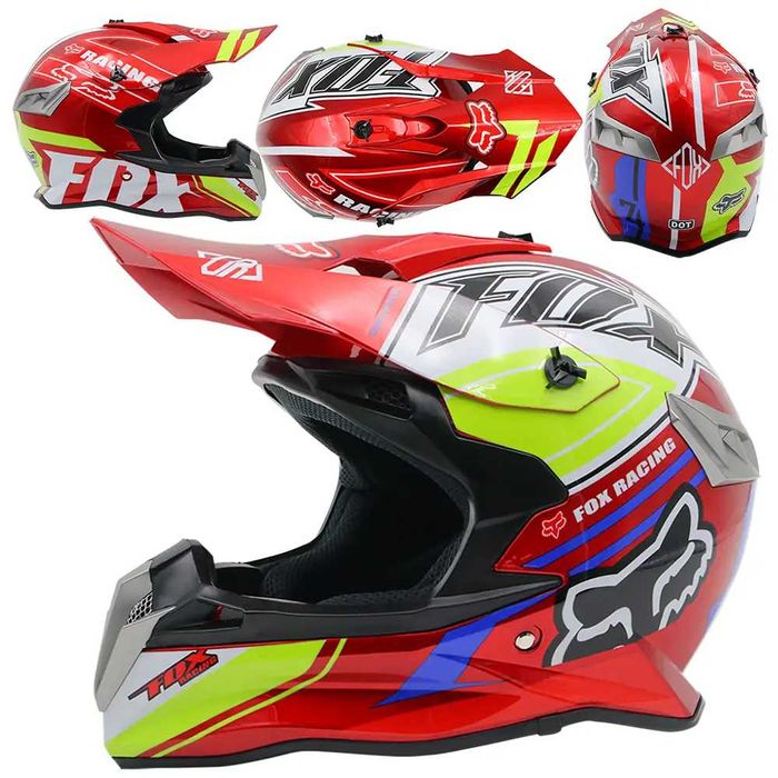 Кросова каска атв очила наколенки с налакътници и ръкавици комплект