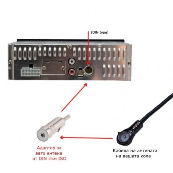 антенна букса за авто радио преходник без кабел din мъжки/iso ...