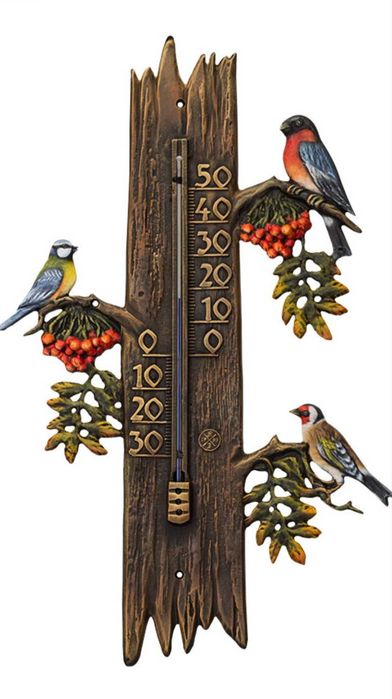 Termometru funcțional decor metal păsări