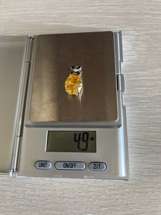 Pandantiv aur galben 14k cu citrin si safire