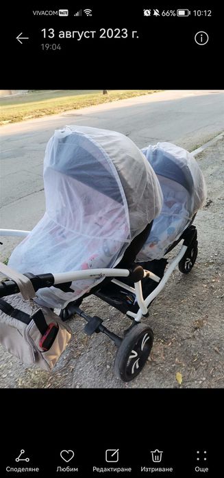 Бебешка количка за близнаци. БЕБЕТО 42