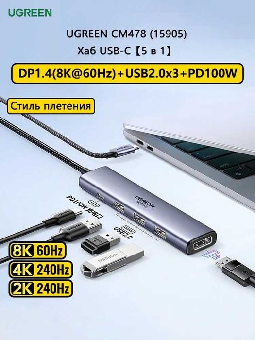 USB HUB UGREEN Концентратор 5в1 6в1 7в1 9в1 Разные ЮСБ Хаб