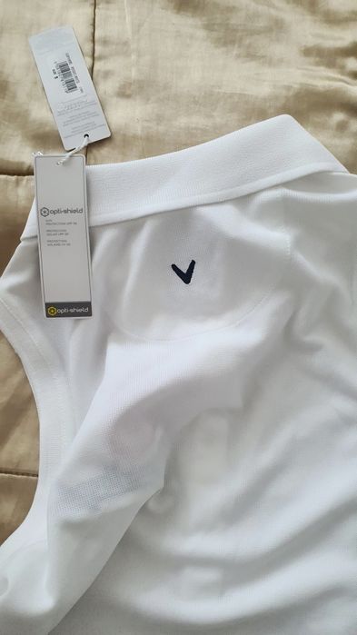 Top polo Callaway S M Opti Dri Opti Shield alb premium golf luxury nou cu etichetă dama femei