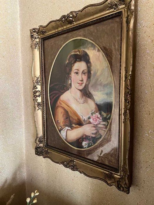 Vând tablou vechi, ramă originală lemn aurit in stare perfecta