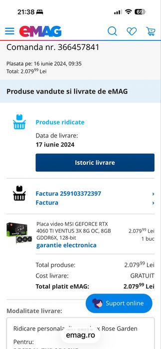 Vand placa video MSI Nvidia Geforce 4060