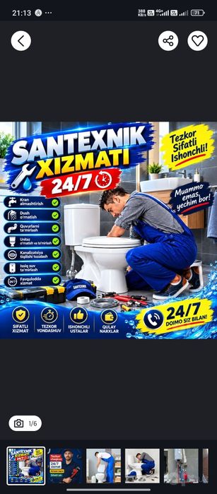 Santexnik usta 24/7 santexnik xizmati24/7