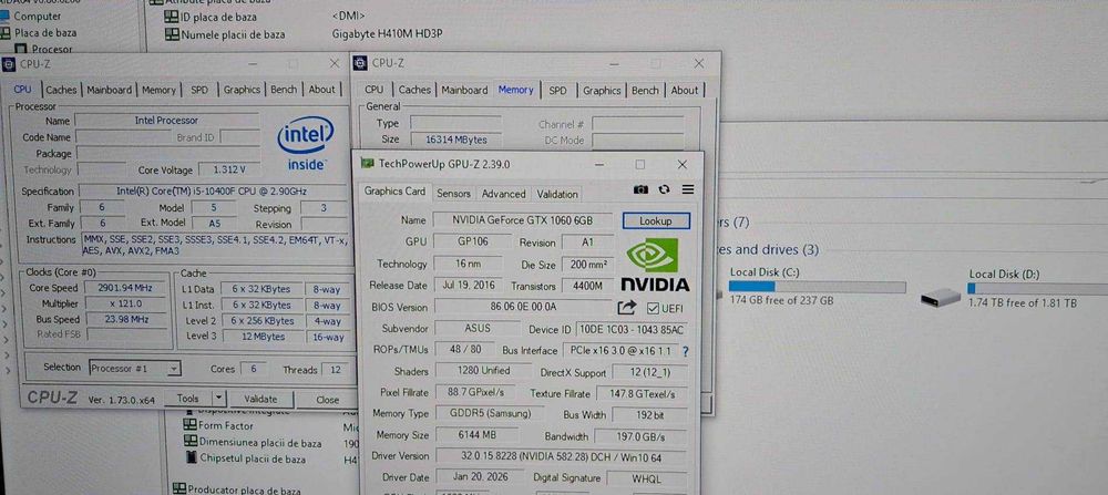PC GAMING I5 10400F/GTX 1060-6 GB/16 GB DDR4/SSD+HDD/GTA5/CS GO,etc