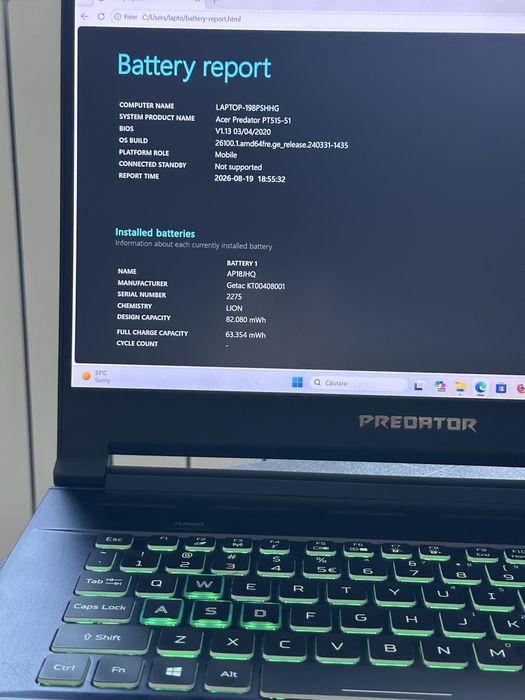 Acer Predator Triton 500 PT515-51 – Laptop Gaming Premium | RTX 2060 | i7-9750H | 24GB RAM | 144Hz - Garantie 2 ani !
