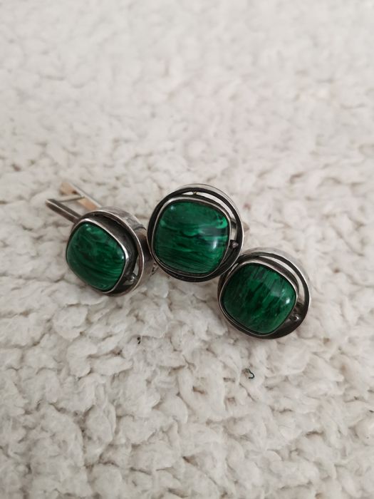 Набор из серебра с малахитом