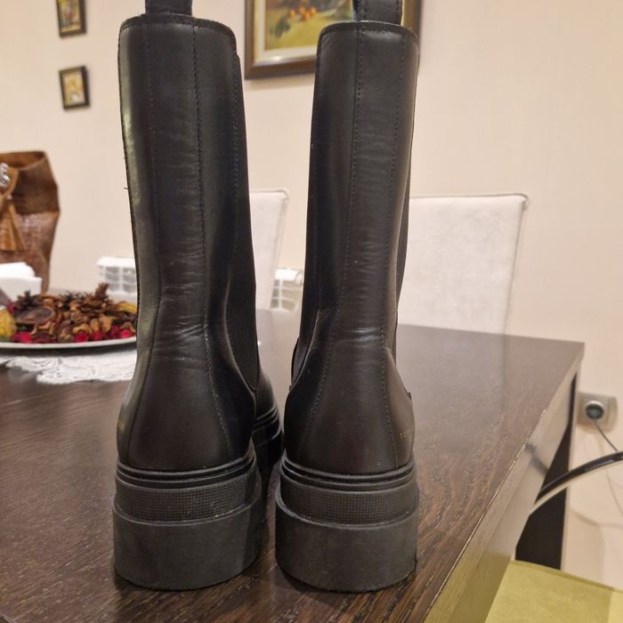 Боти Челси черни от естествена кожа