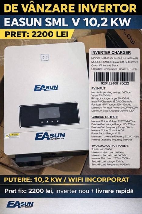 Invertor easun sml v10.2 kw nou sigilat