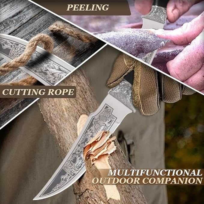 Ловен/туристически нож 29.5 см с метален гард и кания Орел HTW40