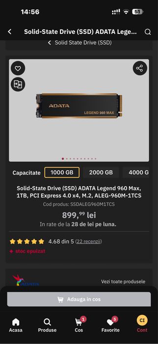 Ssd m2 1tb pentru ps5