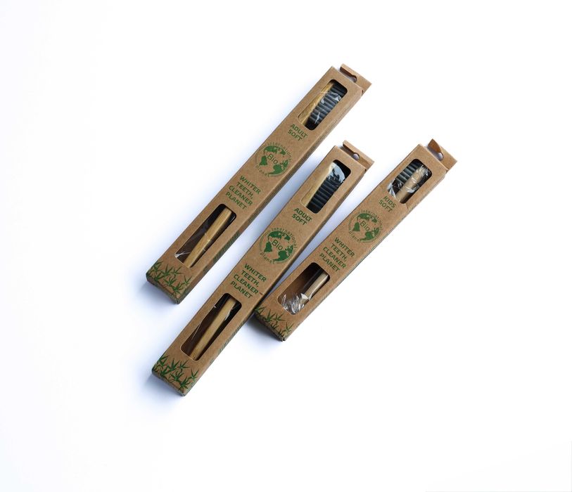 Бамбукова четка за зъби с нано сребро за деца/възрастни и с активен въглен