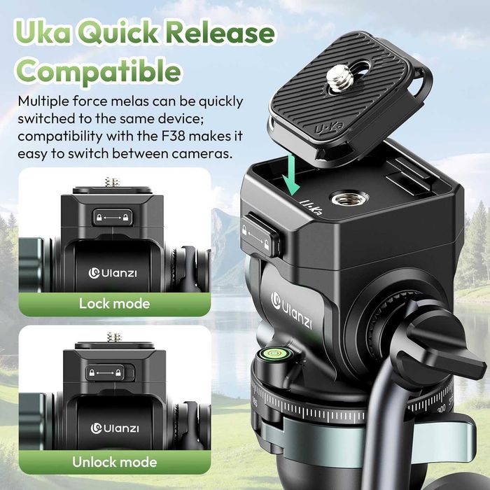 Ulanzi JJ06 GlideGo Професионален карбонов видео статив с 360° контрол