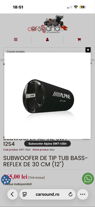 Subwoofer Alpine SWT-12S4