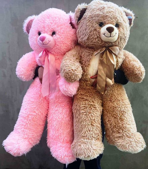 Плюшен мечок 100см 1м кафяв и розов голямо плюшено мече мечка