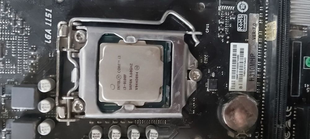 Комплект  Мат.плата H310 DDR4 .i3 9100 F (4ядра) 3600 GHz,,куллер.