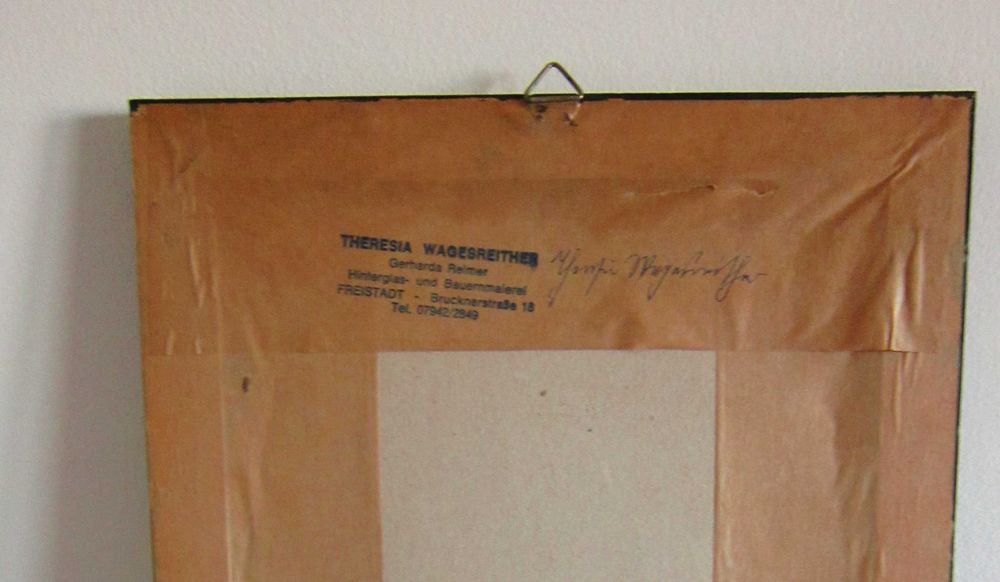 cadou rar tablou pictat pe sticla Sfantul Mihail +Flori, semnate