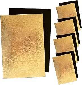 5 Броя Квадратна Подложка от мукава, Двулицева, Златист/Черен 3 мм