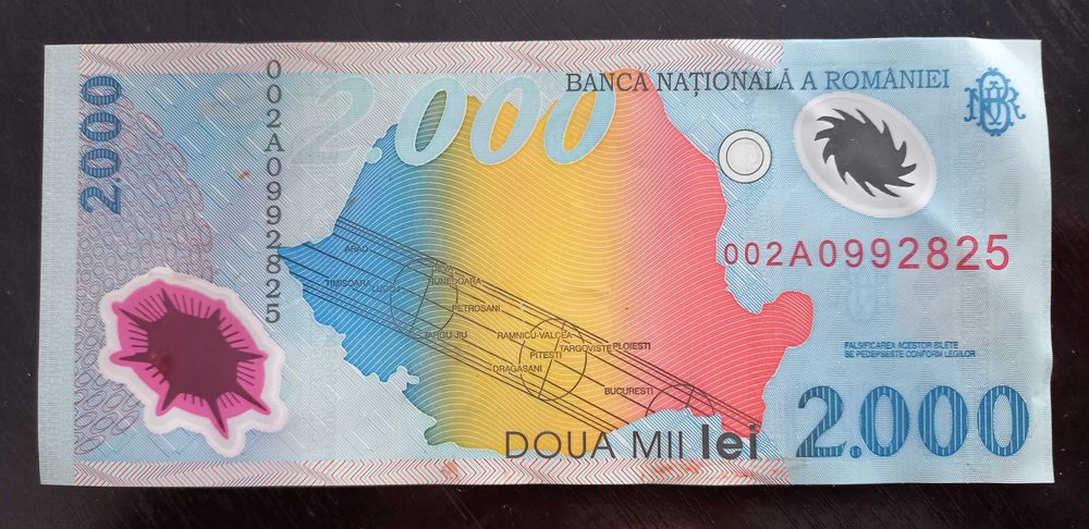 Bancnota 2000 lei Eclipsa serie 002A, 1999