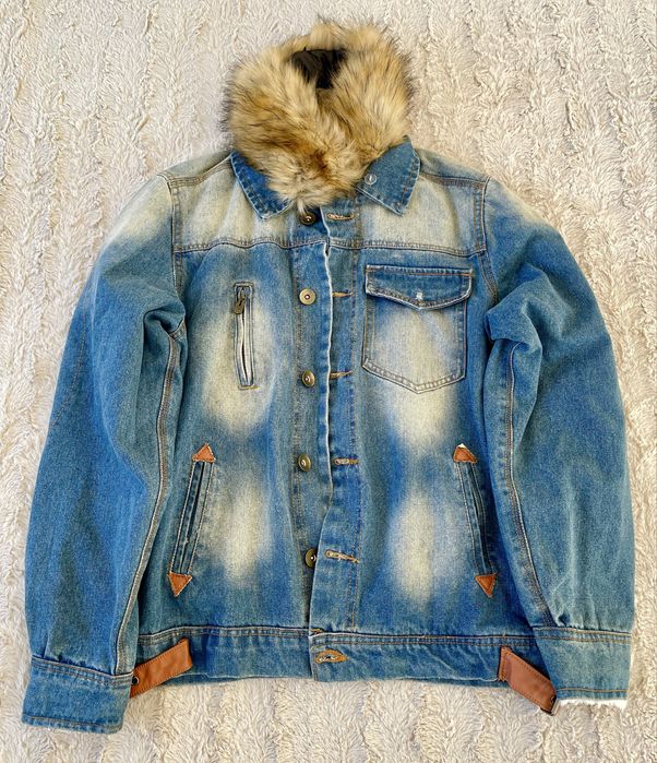 Мъжко дънково яке с пух