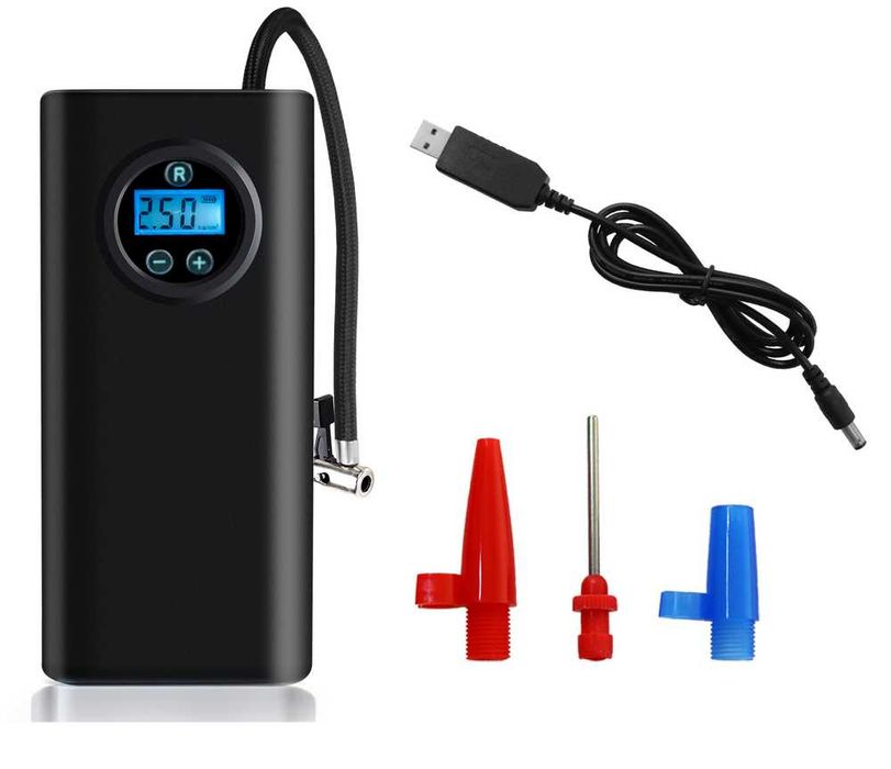 Компресор за гуми с лед дисплей и вградена батерия