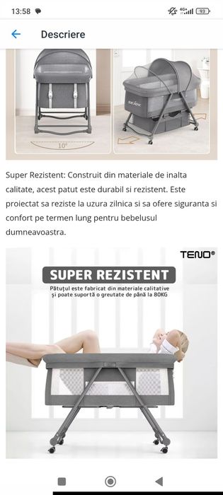 Pătuț pliabil bebeluși