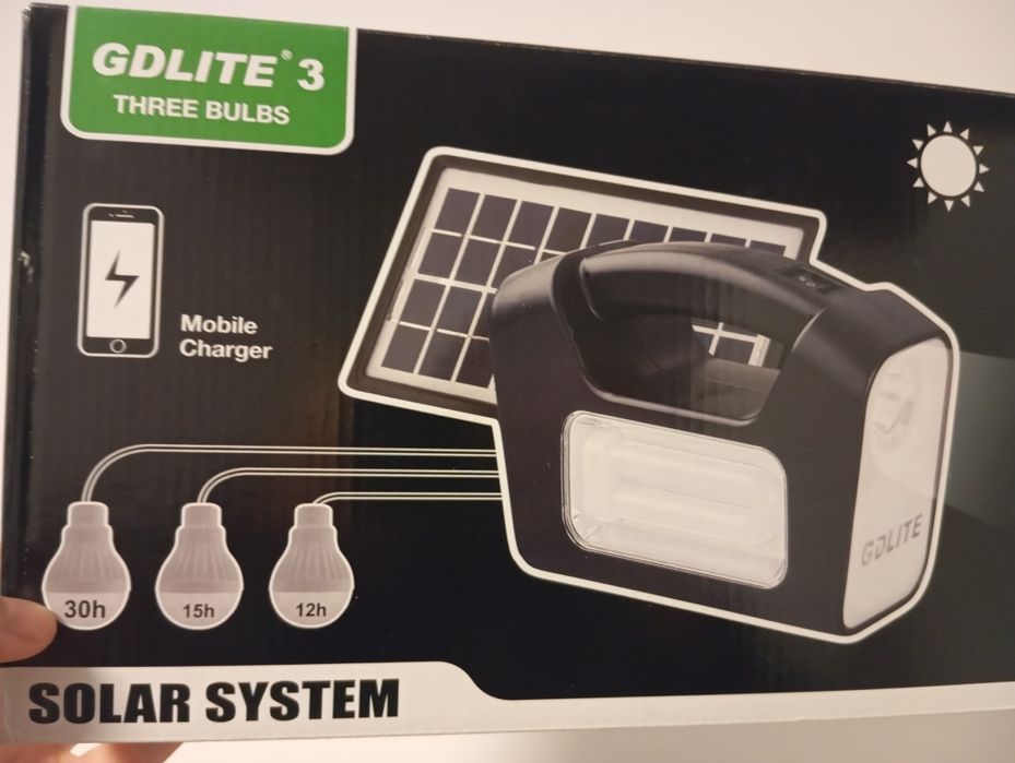 Соларен комплект GD-Lite 8017 с USB устройства с 3 LED крушки , фенер
